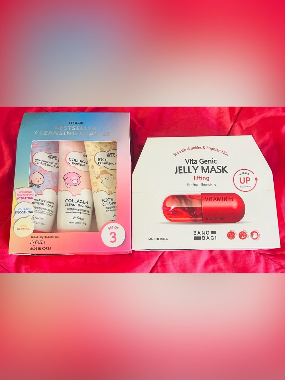 FACIAL BUNDLE 🌸Vita Genic Jelly Mask + ESFOLIO -Collagen Rice Cleansing Set -